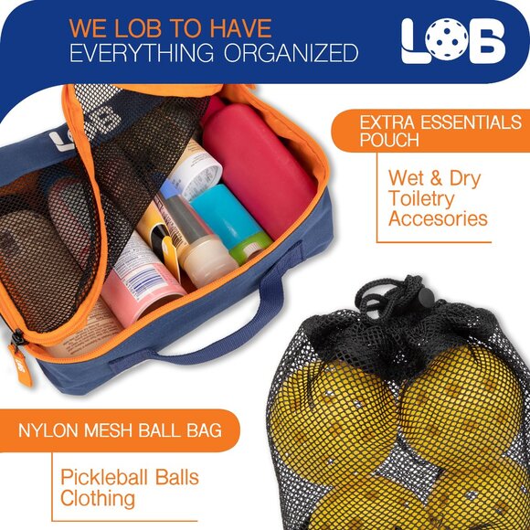 LOB Pickleball Bag - Lightweight Tote Carry Bag for men and women, Fits 2 Paddle - Picture 3 of 14